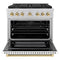 Autograph Edition 36 In. 5.2 Cu. Ft. Paramount Gas Range With 6 Burner Duopro™ Cooktop And Convection Gas Oven With White Matte Door And Polished Gold Accents