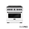 Autograph Edition 36 In. 5.2 Cu. Ft. Paramount Gas Range With 6 Burner Duopro™ Cooktop And Convection Gas Oven With White Matte Door And Matte Black Accents