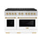 Autograph Edition 48 In. 6.7 Cu. Ft. Paramount Gas Range With 8 Burner Duopro™ Cooktop And Dual Ovens With White Matte Doors And Polished Gold Accents