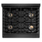 Designer Collection 30 In. Paramount Gas Rangetop With 4 Burner Duopro™ Cooktop In Black Satin Stainless Steel With Matte Black And Champagne Bronze Accents