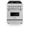 24 In. 2.8 Cu. Ft. Legacy Dual Fuel Range With 4 Burner Gas Cooktop And Electric Convection Oven In Stainless Steel