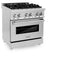 30 In. 4.0 Cu. Ft. Legacy Dual Fuel Range With 4 Burner Gas Cooktop And Electric Convection Oven In Stainless Steel