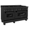 60 In. 7.4 Cu. Ft. Legacy Dual Fuel Range With 9 Burner Gas Cooktop And 2 Electric Convection Ovens In Black Stainless Steel