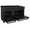 60 In. 7.4 Cu. Ft. Legacy Dual Fuel Range With 9 Burner Gas Cooktop And 2 Electric Convection Ovens In Black Stainless Steel