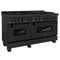 60 In. 7.4 Cu. Ft. Legacy Dual Fuel Range With 9 Burner Gas Cooktop And 2 Electric Convection Ovens In Black Stainless Steel