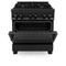 30 In. 4.0 Cu. Ft. Legacy Dual Fuel Range With Gas Cooktop And Electric Convection Oven In Black Stainless Steel With 4 Brass Burners