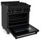 30 In. 4.0 Cu. Ft. Legacy Dual Fuel Range With Gas Cooktop And Electric Convection Oven In Black Stainless Steel With 4 Brass Burners