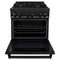 30 In. 4.0 Cu. Ft. Legacy Dual Fuel Range With Gas Cooktop And Electric Convection Oven In Black Stainless Steel With 4 Brass Burners