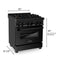 30 In. 4.0 Cu. Ft. Legacy Dual Fuel Range With Gas Cooktop And Electric Convection Oven In Black Stainless Steel With 4 Brass Burners