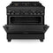 36 In. 4.6 Cu. Ft. Legacy Dual Fuel Range With Gas Cooktop And Electric Convection Oven In Black Stainless Steel With 6 Brass Burners