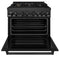 36 In. 4.6 Cu. Ft. Legacy Dual Fuel Range With Gas Cooktop And Electric Convection Oven In Black Stainless Steel With 6 Brass Burners