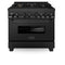 36 In. 4.6 Cu. Ft. Legacy Dual Fuel Range With Gas Cooktop And Electric Convection Oven In Black Stainless Steel With 6 Brass Burners