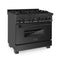 36 In. 4.6 Cu. Ft. Legacy Dual Fuel Range With Gas Cooktop And Electric Convection Oven In Black Stainless Steel With 6 Brass Burners