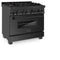 36 In. 4.6 Cu. Ft. Legacy Dual Fuel Range With Gas Cooktop And Electric Convection Oven In Black Stainless Steel With 6 Brass Burners