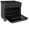 36 In. 4.6 Cu. Ft. Legacy Dual Fuel Range With Gas Cooktop And Electric Convection Oven In Black Stainless Steel With 6 Brass Burners