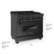 36 In. 4.6 Cu. Ft. Legacy Dual Fuel Range With Gas Cooktop And Electric Convection Oven In Black Stainless Steel With 6 Brass Burners