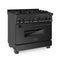 36 In. 4.6 Cu. Ft. Legacy Dual Fuel Range With Gas Cooktop And Electric Convection Oven In Black Stainless Steel With 6 Brass Burners