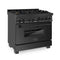 36 In. 4.6 Cu. Ft. Legacy Dual Fuel Range With Gas Cooktop And Electric Convection Oven In Black Stainless Steel With 6 Brass Burners