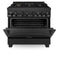 36 In. 4.6 Cu. Ft. Legacy Dual Fuel Range With Gas Cooktop And Electric Convection Oven In Black Stainless Steel With 6 Brass Burners