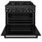 36 In. 4.6 Cu. Ft. Legacy Dual Fuel Range With Gas Cooktop And Electric Convection Oven In Black Stainless Steel With 6 Brass Burners