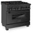 36 In. 4.6 Cu. Ft. Legacy Dual Fuel Range With Gas Cooktop And Electric Convection Oven In Black Stainless Steel With 6 Brass Burners