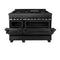 48 In. 6.0 Cu. Ft. Legacy Dual Fuel Range With Gas Cooktop And 2 Electric Ovens In Black Stainless Steel With 6 Brass Burners