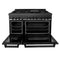 48 In. 6.0 Cu. Ft. Legacy Dual Fuel Range With Gas Cooktop And 2 Electric Ovens In Black Stainless Steel With 6 Brass Burners