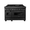 48 In. 6.0 Cu. Ft. Legacy Dual Fuel Range With Gas Cooktop And 2 Electric Ovens In Black Stainless Steel With 6 Brass Burners