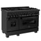 48 In. 6.0 Cu. Ft. Legacy Dual Fuel Range With Gas Cooktop And 2 Electric Ovens In Black Stainless Steel With 6 Brass Burners