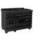 48 In. 6.0 Cu. Ft. Legacy Dual Fuel Range With Gas Cooktop And 2 Electric Ovens In Black Stainless Steel With 6 Brass Burners