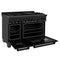 48 In. 6.0 Cu. Ft. Legacy Dual Fuel Range With Gas Cooktop And 2 Electric Ovens In Black Stainless Steel With 6 Brass Burners