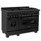 48 In. 6.0 Cu. Ft. Legacy Dual Fuel Range With Gas Cooktop And 2 Electric Ovens In Black Stainless Steel With 6 Brass Burners