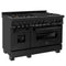 48 In. 6.0 Cu. Ft. Legacy Dual Fuel Range With Gas Cooktop And 2 Electric Ovens In Black Stainless Steel With 6 Brass Burners