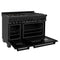 48 In. 6.0 Cu. Ft. Legacy Dual Fuel Range With Gas Cooktop And 2 Electric Ovens In Black Stainless Steel With 6 Brass Burners