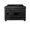 48 In. 6.0 Cu. Ft. Legacy Dual Fuel Range With Gas Cooktop And 2 Electric Ovens In Black Stainless Steel With 6 Brass Burners