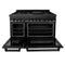 48 In. 6.0 Cu. Ft. Legacy Dual Fuel Range With Gas Cooktop And 2 Electric Ovens In Black Stainless Steel With 6 Brass Burners