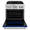 30 In. 4.0 Cu. Ft. Legacy Dual Fuel Range With 4 Burner Gas Cooktop And Electric Convection Oven In Stainless Steel And Blue Gloss Door