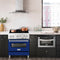 30 In. 4.0 Cu. Ft. Legacy Dual Fuel Range With 4 Burner Gas Cooktop And Electric Convection Oven In Stainless Steel And Blue Gloss Door