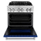 30 In. 4.0 Cu. Ft. Legacy Dual Fuel Range With 4 Burner Gas Cooktop And Electric Convection Oven In Stainless Steel And Blue Gloss Door