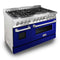48 In. 6.0 Cu. Ft. Legacy Dual Fuel Range With 7 Burner Gas Cooktop And 2 Electric Ovens In Stainless Steel And Blue Gloss Doors