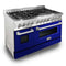 48 In. 6.0 Cu. Ft. Legacy Dual Fuel Range With 7 Burner Gas Cooktop And 2 Electric Ovens In Stainless Steel And Blue Gloss Doors