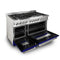 48 In. 6.0 Cu. Ft. Legacy Dual Fuel Range With 7 Burner Gas Cooktop And 2 Electric Ovens In Stainless Steel And Blue Gloss Doors