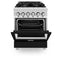 24 In. 2.8 Cu. Ft. Legacy Dual Fuel Range With 4 Burner Gas Cooktop And Electric Convection Oven In Stainless Steel And Black Matte Door