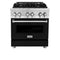 30 In. 4.0 Cu. Ft. Legacy Dual Fuel Range With 4 Burner Gas Cooktop And Electric Convection Oven In Stainless Steel And Black Matte Door