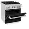 30 In. 4.0 Cu. Ft. Legacy Dual Fuel Range With 4 Burner Gas Cooktop And Electric Convection Oven In Stainless Steel And Black Matte Door
