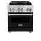 30 In. 4.0 Cu. Ft. Legacy Dual Fuel Range With 4 Burner Gas Cooktop And Electric Convection Oven In Stainless Steel And Black Matte Door