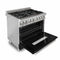 36 In. 4.6 Cu. Ft. Legacy Dual Fuel Range With 6 Burner Gas Cooktop And Electric Convection Oven In Stainless Steel And Black Matte Door
