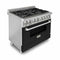36 In. 4.6 Cu. Ft. Legacy Dual Fuel Range With 6 Burner Gas Cooktop And Electric Convection Oven In Stainless Steel And Black Matte Door