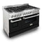 48 In. 6.0 Cu. Ft. Legacy Dual Fuel Range With 7 Burner Gas Cooktop And 2 Electric Ovens In Stainless Steel And Black Matte Doors