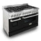 48 In. 6.0 Cu. Ft. Legacy Dual Fuel Range With 7 Burner Gas Cooktop And 2 Electric Ovens In Stainless Steel And Black Matte Doors